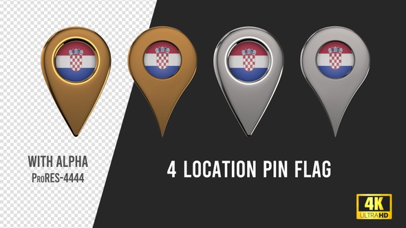 Croatia Flag Location Pins Silver And Gold alt