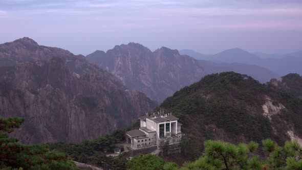 Panoramic View From Viewpoint of Purple Cloud Peak in Huangshan Mountain, Known As Yellow Mountain