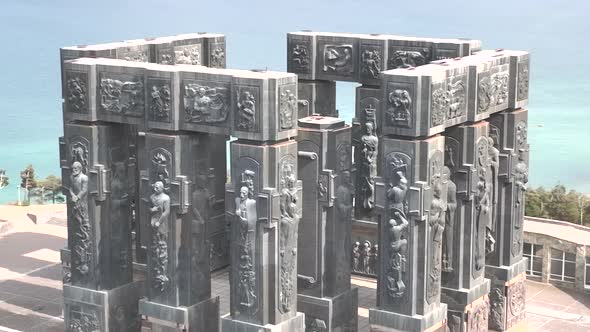 Tbilisi, Georgia - June 7 2022: Aerial view of Memorial History of Georgia alt