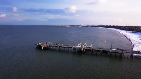 Gdansk Poland Brzezno Pier and Beach Winter 2021