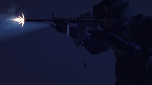 Swat Officer Firing And 3D Camera Following Bullet Leaving The Rifle alt