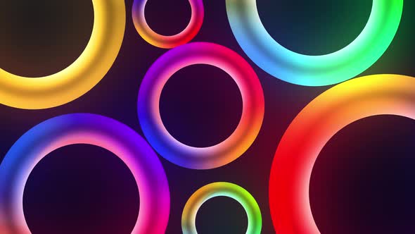 4K Glowing Colorful Led Circles Motion Graphic Background
