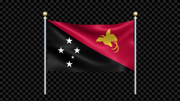 Papua New Guinea Flag Waving In Double Pole Looped alt