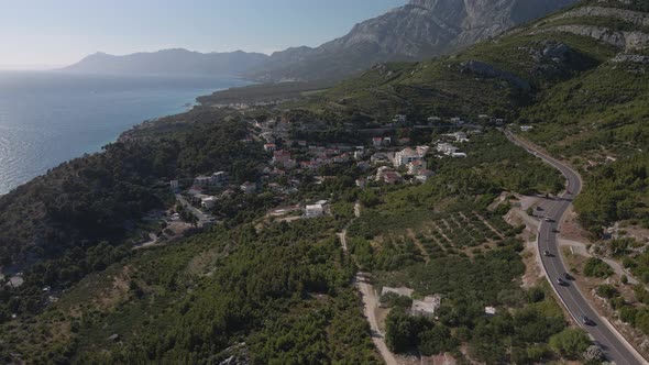 Aerial View of the Sea Coast Near Krvavica Croatia Makarska Riviera 2021