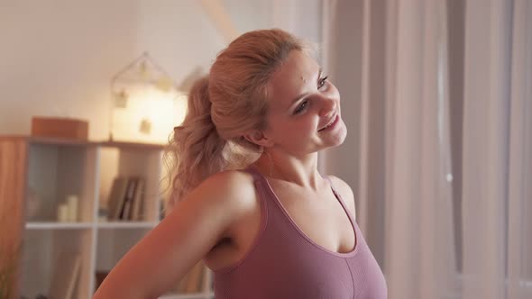 Morning Exercise Sporty Lifestyle Woman Home Gym alt