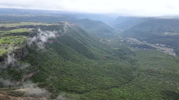 Aerial view of the pena del aire canyon in Hidalgo Mexico alt
