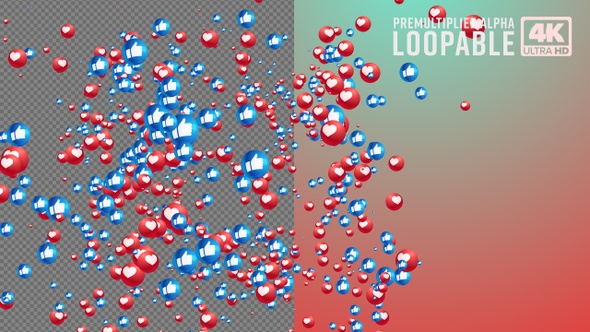 3D Like and Heart Emoji Transition Alpha Channel alt