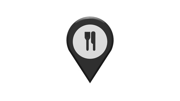 3D Food & Restaurant Map Location Pin Black V10 alt