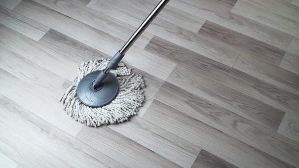 Mop with Pile Washes Floor Laminate Without People