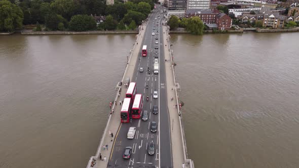 Aerial View of Putney Bridge and Bus Stop on It
