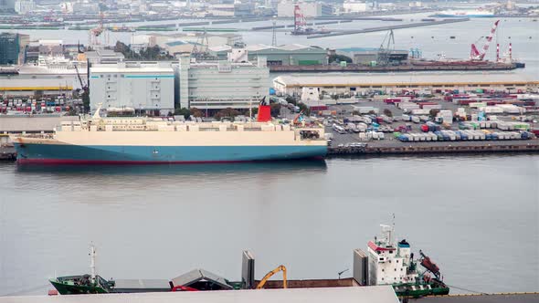 Cargo Ship Load Dock Container Terminal Day Tokyo alt