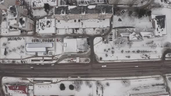 Aerial View Of The Traffic On The Road In The City alt