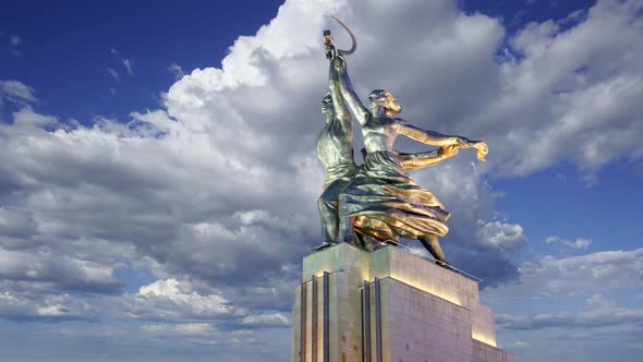 Famous soviet monument Rabochiy i Kolkhoznitsa, Moscow, Russia. Made of in 1937