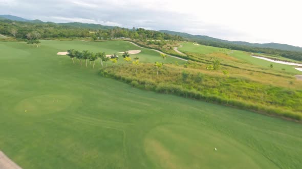 FPV drone flight over golf course at Vistas Golf and Country Club alt