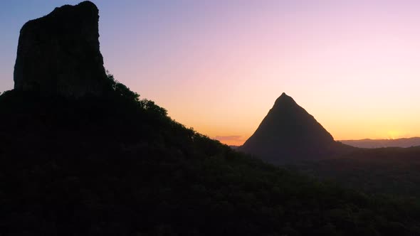 Aerial view of the Glass House Mountains, Sunshine Coast Hinterland. alt