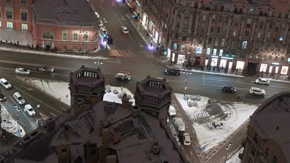 Night City View Drone Shot