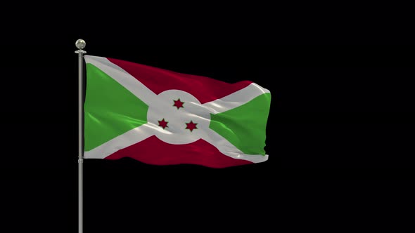 Burundi Flag Medium Shot Waving Looping Animation Include Alpha