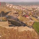 Flying Around of the Turkish Flag Over the Castle of Kars in Turkey
