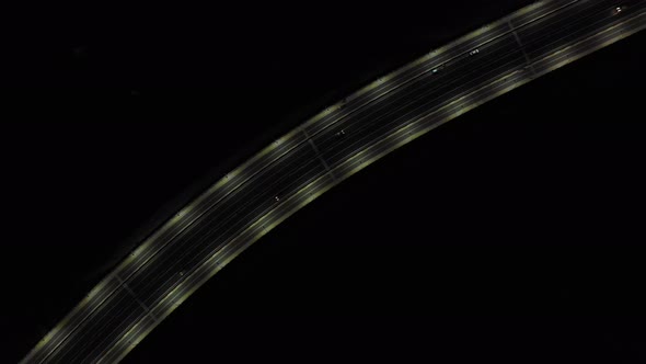 Aerial view of a not busy highway at night, Sirajdikhan, Dhaka, Bangladesh. alt