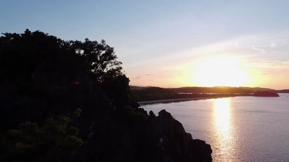 Drone Sunset, Beautiful , Amazing Sun and Ocean