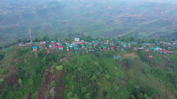Aerial view of Lushai, an heritage small village in Sajek Valley, Bangladesh. alt