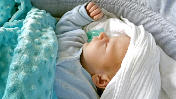 Newborn Baby Sleeping In The Crib