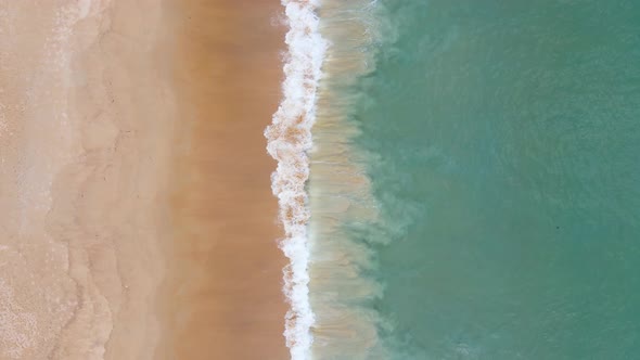 Nature video 4K Aerial view of drone. Scene of top view beach and seawater on sandy beach in summer. alt