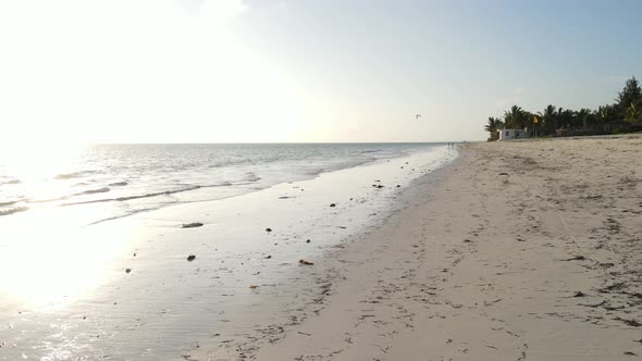 Ocean at Low Tide Near the Coast of Zanzibar Island Tanzania Slow Motion alt