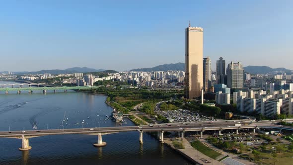 Seoul Yeongdeungpo Gu Yeouido Han River Bridge Road Traffic