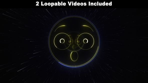 Astonished OHH Neon Emoji Package, Loopable