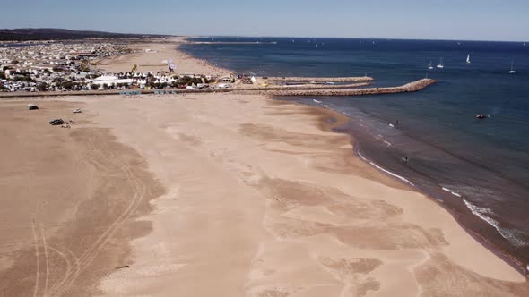 Aerial View Of Sandy Beach Near Gruissan In France