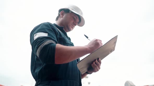 Marine Deck Officer or Chief Mate on Deck of Offshore Vessel or Ship