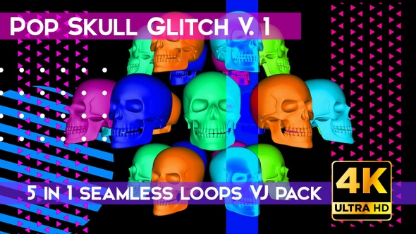 Skull Pop Glitch V.1 VJ Loops