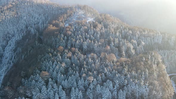 Aerial view from drone of Transfagarasan mountains