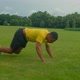 Motivated Fit Black Man Practicing Side Kick Through Exercise Outdoors - VideoHive Item for Sale