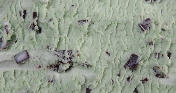 Top View of Mint Flavour Ice Cream with Chocolate Flakes