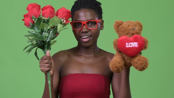 Young Beautiful African Woman Ready for Valentine's Day