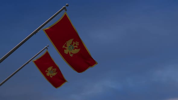 Montenegro Flags In The Blue Sky - 4K