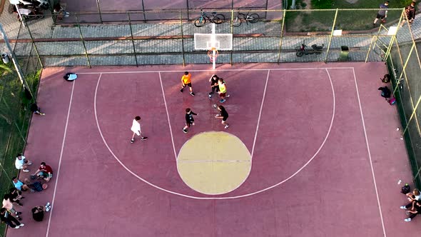 Basketball court Aerial View 4 K Alanya Turkey alt