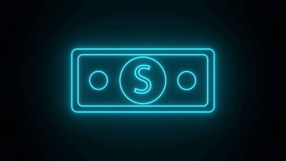 Neon Dollar banknote sign. alt