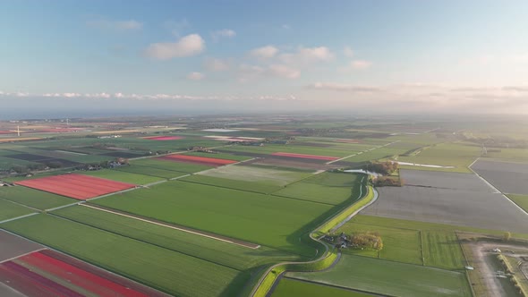 Westfriese Dijk 1 - Dike North-Holland spring season - Stabilized droneview in 4k alt