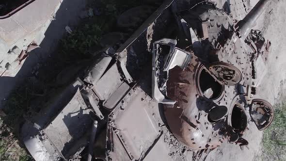 Vertical Video of a War in Ukraine  Destroyed Military Hardware alt