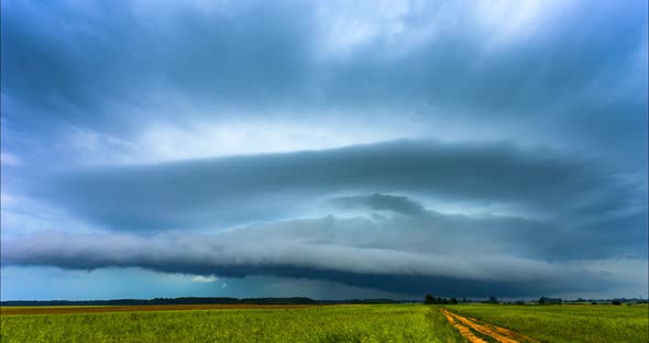Storm Clouds Forming a Powerfull Rotating Supercell Cloud