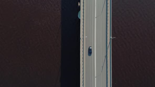 Road Over the Bridge View From a Drone