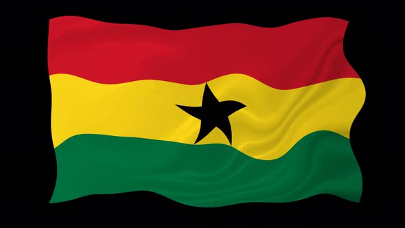 Ghana Waving Flag Animated Black Background