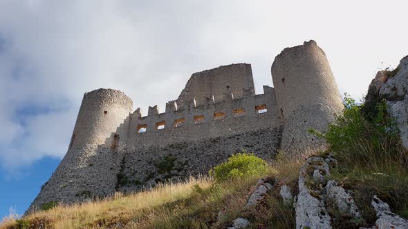 Low angle view of  impregnable Rocca Calascio medieval fortress, Abruzzo. Italy alt