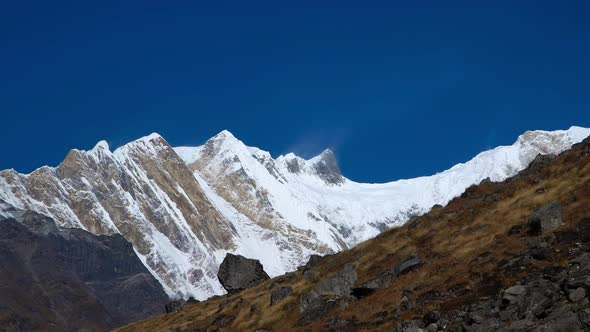 Himalayas Mountain Landscape in the Annapurna Region. Annapurna Peak in the alt