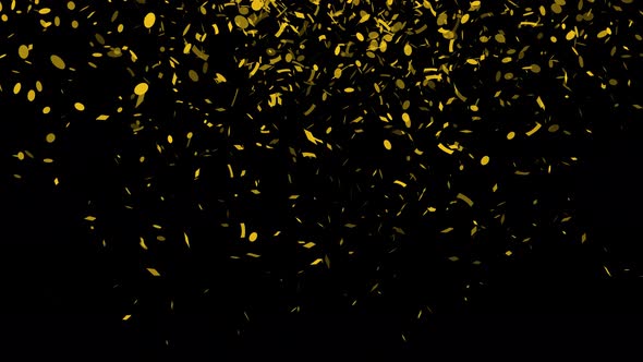 Gold Confetti Falling On Black Background