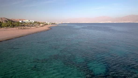 Aerial footage of the Coral Reef Nature Reserve, Eilat Israel. alt