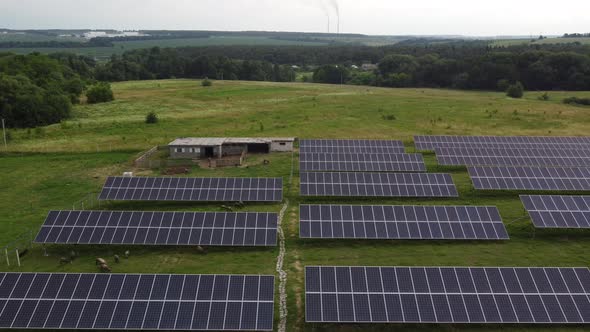 Ecology Solar Power Station Panels in the Fields Green Energy Electrical Innovation Nature